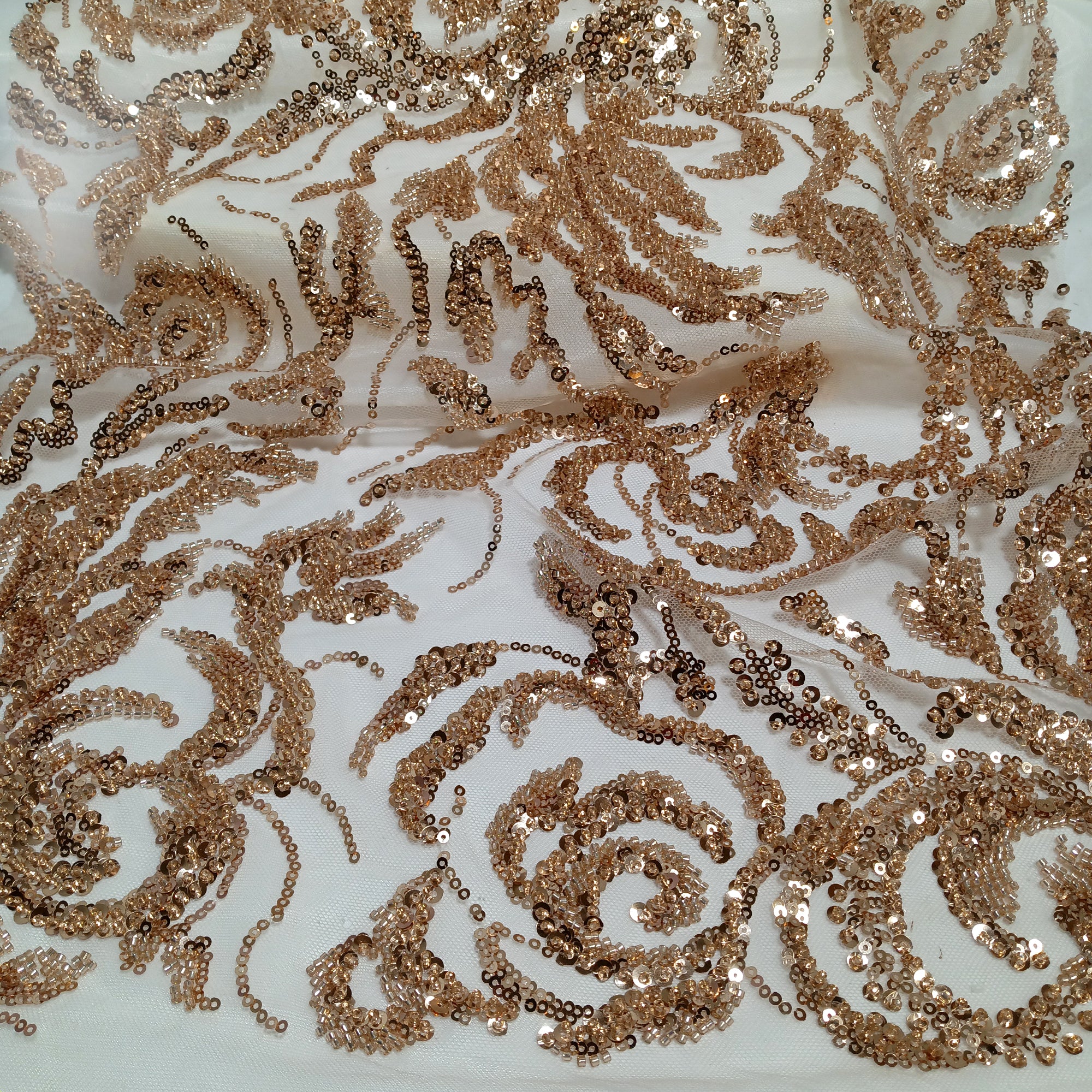 Gold lace fabric Embroidered beads and sequins gold bridal fabric lace Sequins lace fabric 3d fabric lace for evening gown Gold outlets beaded lace