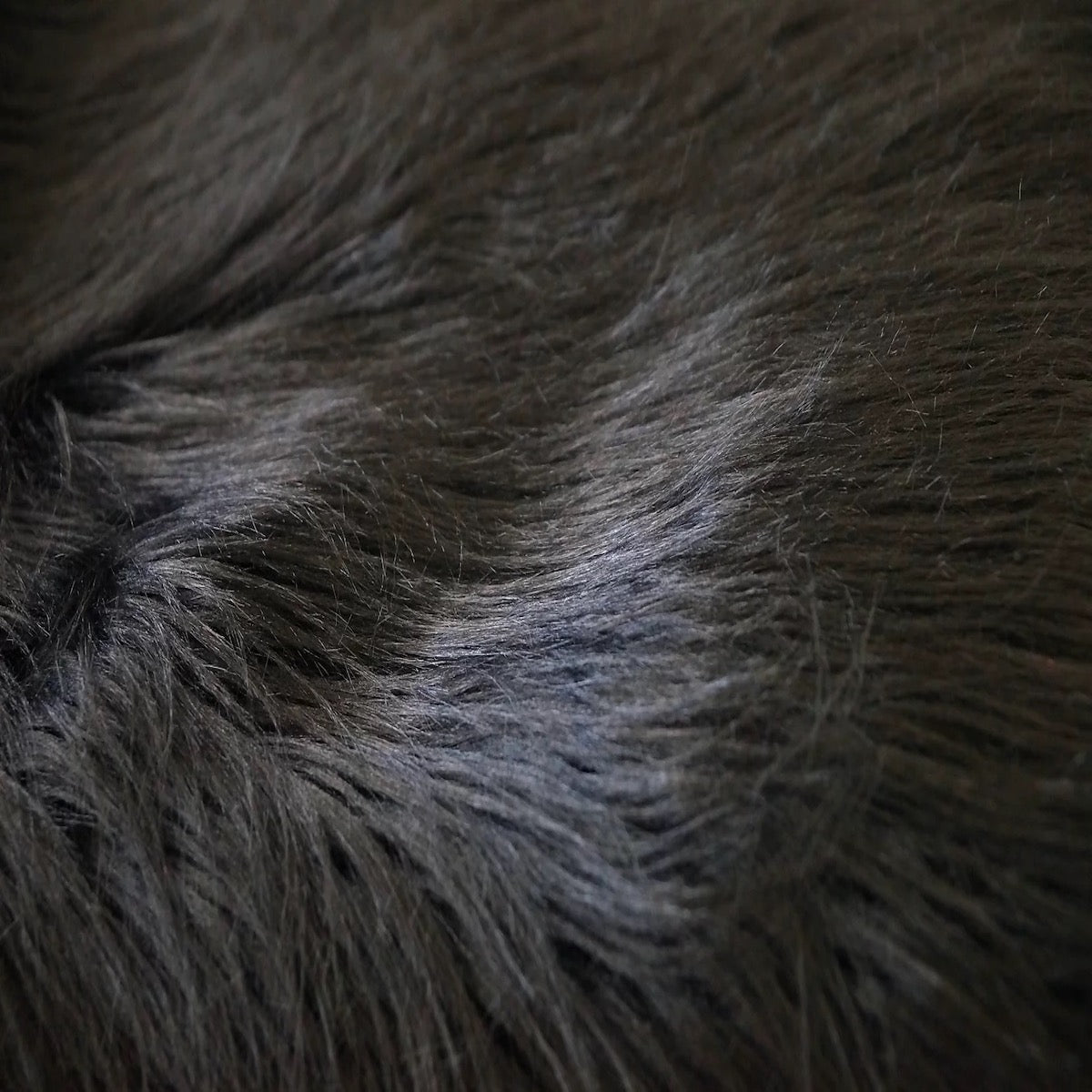 Black Shaggy Long Pile Faux Fur Fabric (4")