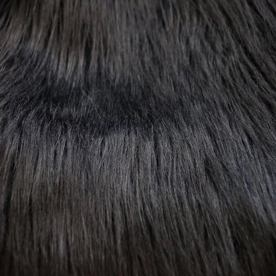 Black Shaggy Long Pile Faux Fur Fabric (4")