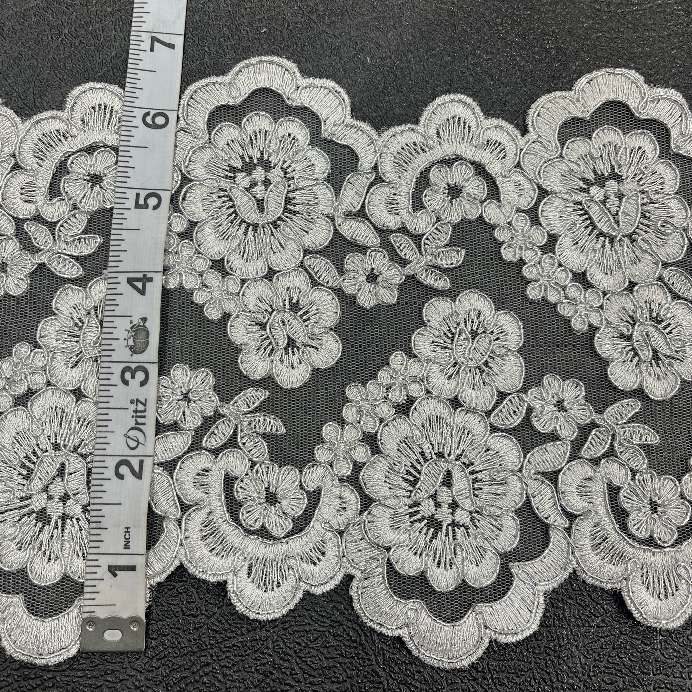 Corded Double Sided Lace Trimming Embroidered on 100% Polyester Net Mesh | Lace USA - 97127W/2