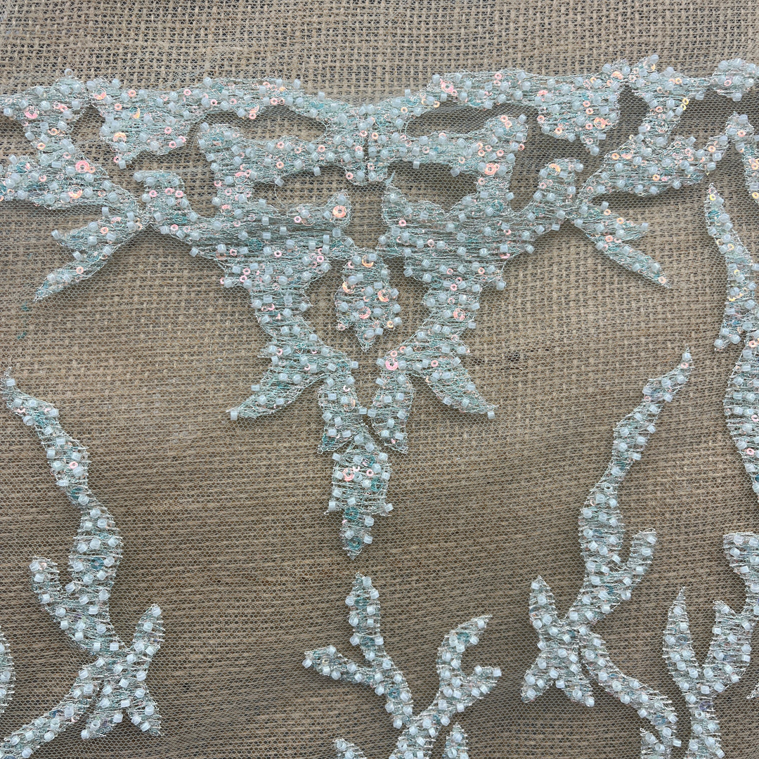 Beaded Lace Fabric Embroidered on 100% Polyester Net Mesh | Lace USA - GD-2915