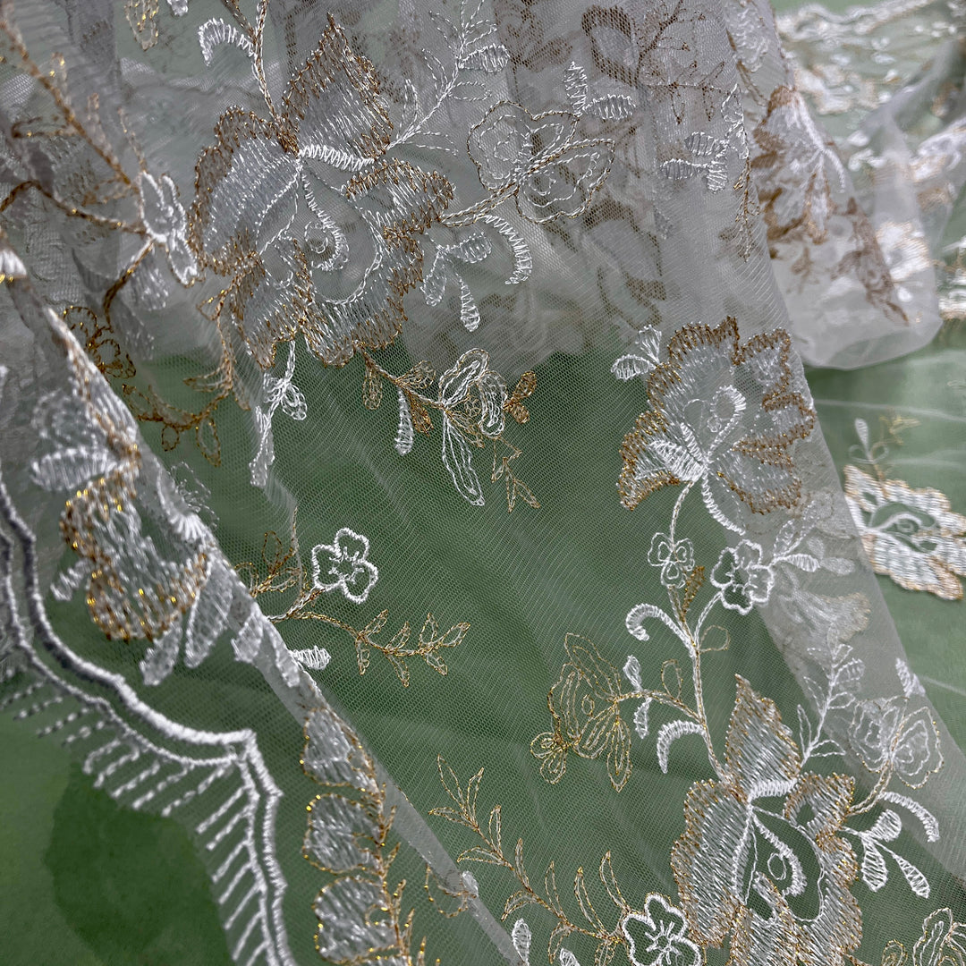 Lace Fabric Embroidered on 100% Polyester Net Mesh | Lace USA - 42092W