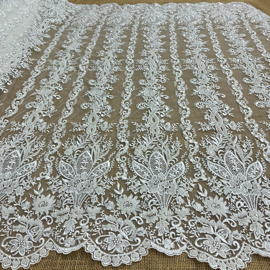 Beaded Lace Fabric Embroidered on 100% Polyester Net Mesh | Lace USA - GD-54129