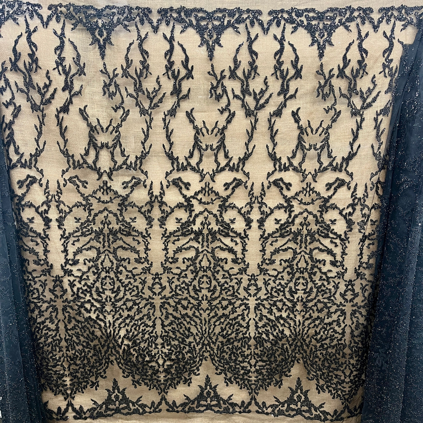 Beaded Lace Fabric Embroidered on 100% Polyester Net Mesh | Lace USA - GD-2915