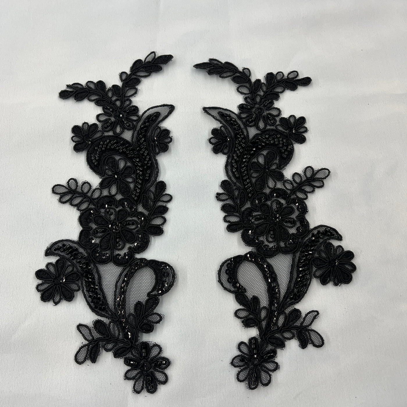 Beaded & Corded Floral Lace Applique Embroidered on 100% Polyester | Lace USA - KZ-67