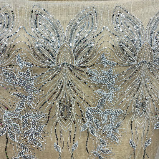 Beaded & Sequined Lace Fabric Embroidered on 100% Polyester Net Mesh | Lace USA - GD-2918