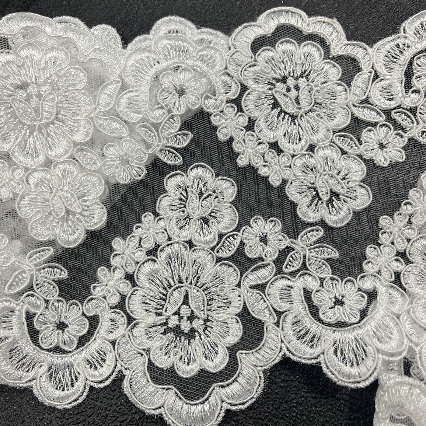 Corded Double Sided Lace Trimming Embroidered on 100% Polyester Net Mesh | Lace USA - 97127W/2