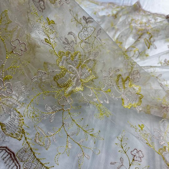 Lace Fabric Embroidered on 100% Polyester Net Mesh | Lace USA - 42092W