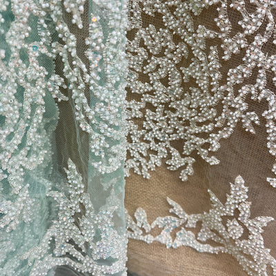 Beaded Lace Fabric Embroidered on 100% Polyester Net Mesh | Lace USA - GD-2915