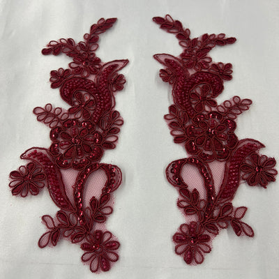 Beaded & Corded Floral Lace Applique Embroidered on 100% Polyester | Lace USA - KZ-67