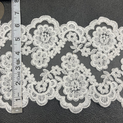 Corded Double Sided Lace Trimming Embroidered on 100% Polyester Net Mesh | Lace USA - 97127W/2