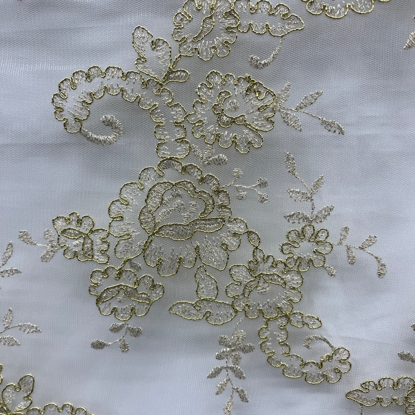 Corded Bridal Lace Fabric Embroidered on 100% Polyester Net Mesh | Lace USA -96806W