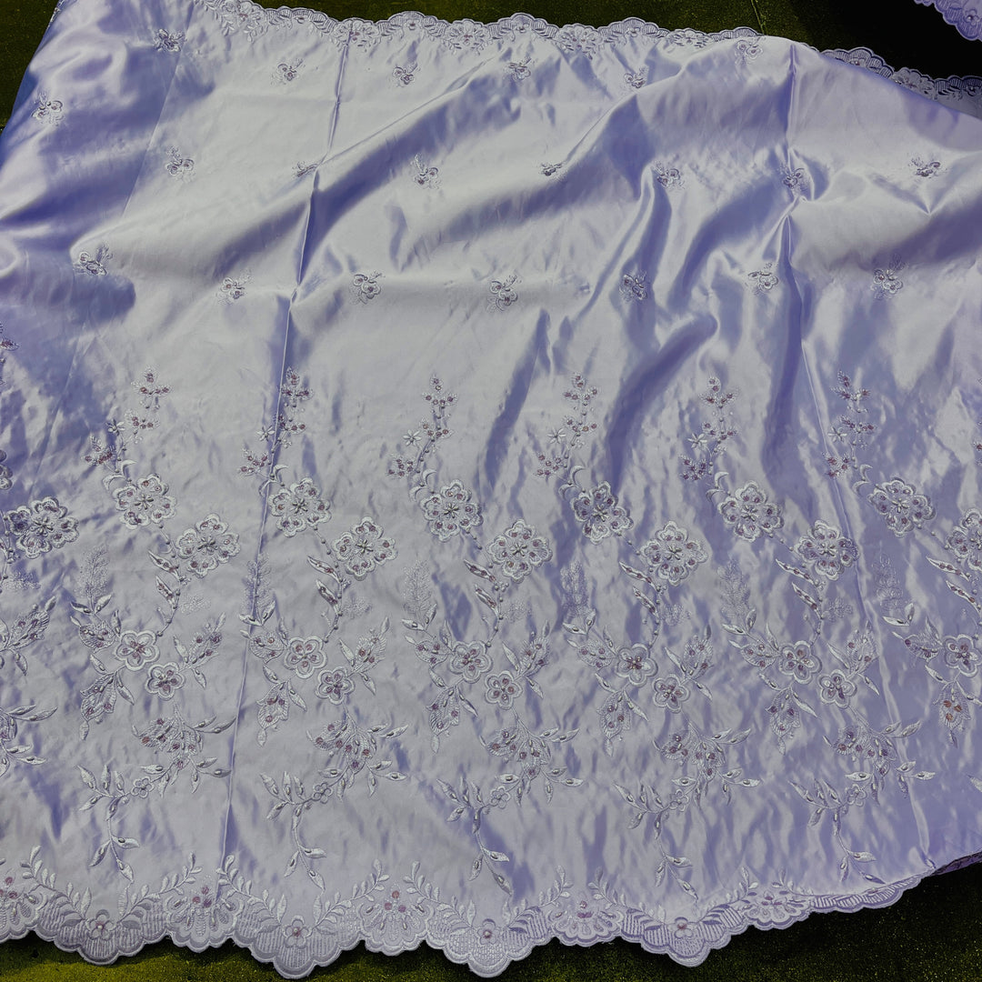 Beaded Bridal Lace Fabric Embroidered on 100% Polyester Satin | Lace USA - 30108S-BP