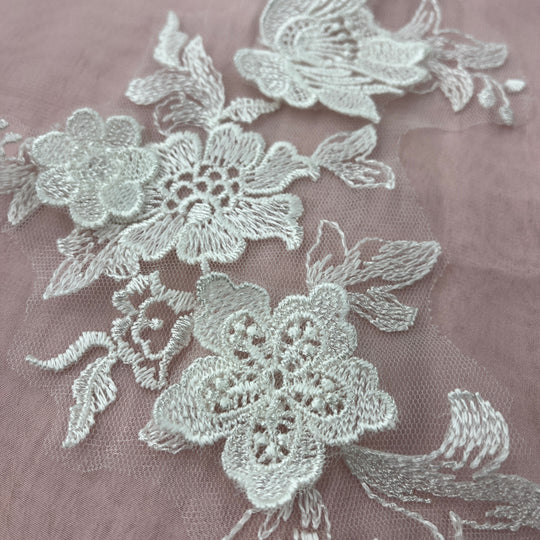 3D Floral Lace Applique Embroidered on 100% Polyester Net Mesh | Lace USA - 21901W