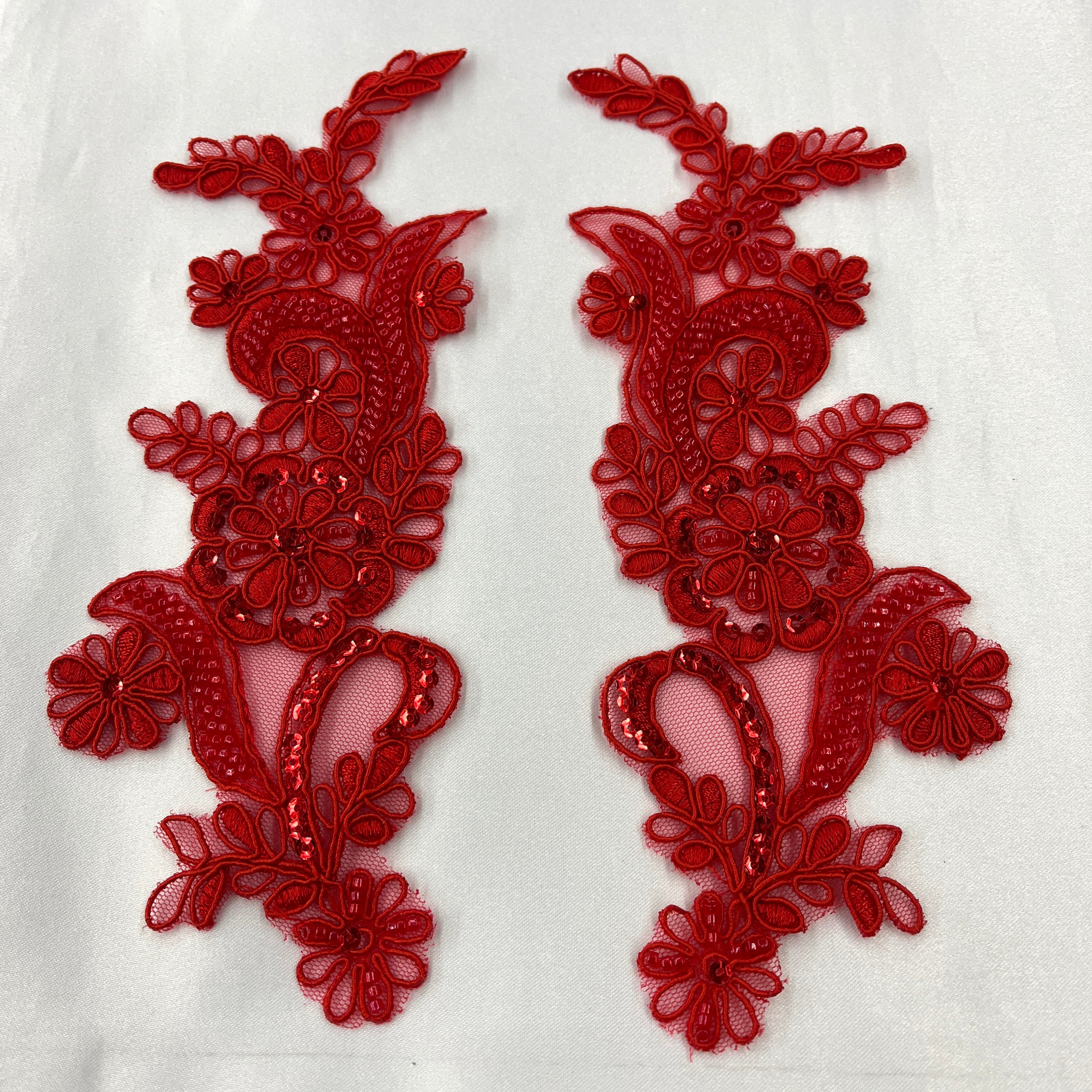 Beaded & Corded Floral Lace Applique Embroidered on 100% Polyester | Lace USA - KZ-67