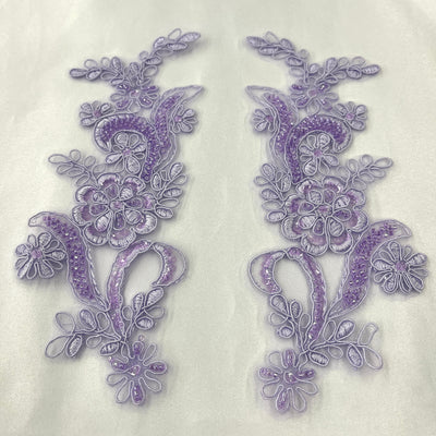 Beaded & Corded Floral Lace Applique Embroidered on 100% Polyester | Lace USA - KZ-67