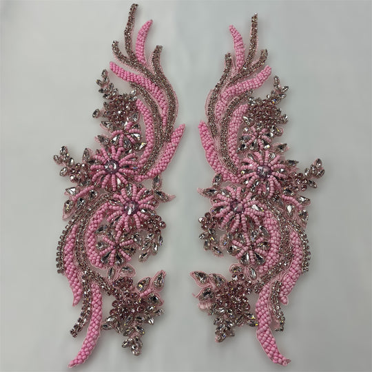 Crystal Rhinestone Applique Embroidered on 100% Polyester | Lace USA - GD-R800