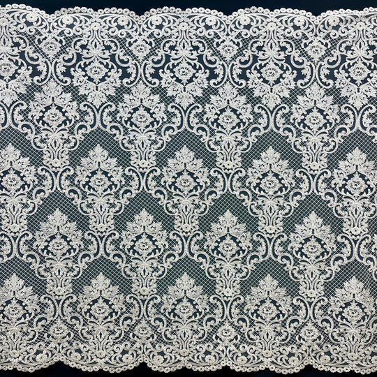 Beaded & Corded Bridal Lace Fabric Embroidered on 100% Polyester Net Mesh | Lace USA - GD-55425