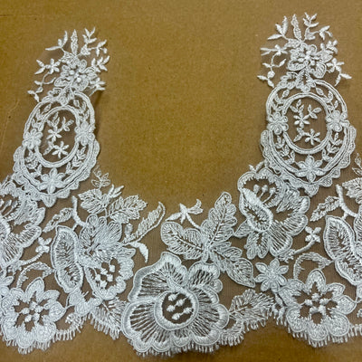 Corded Lace Trimming Embroidered on 100% Polyester Net Mesh | Lace USA - 97039W