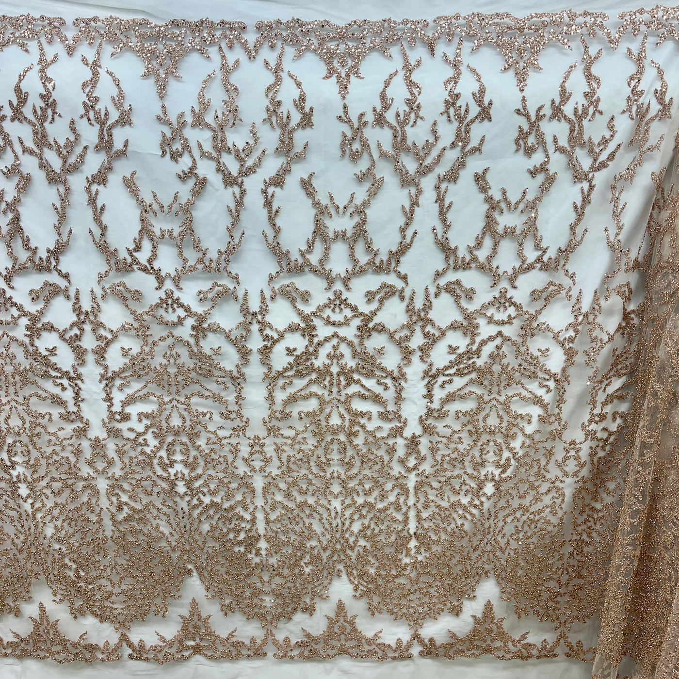 Beaded Lace Fabric Embroidered on 100% Polyester Net Mesh | Lace USA - GD-2915