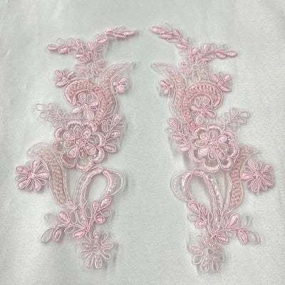 Beaded & Corded Floral Lace Applique Embroidered on 100% Polyester | Lace USA - KZ-67