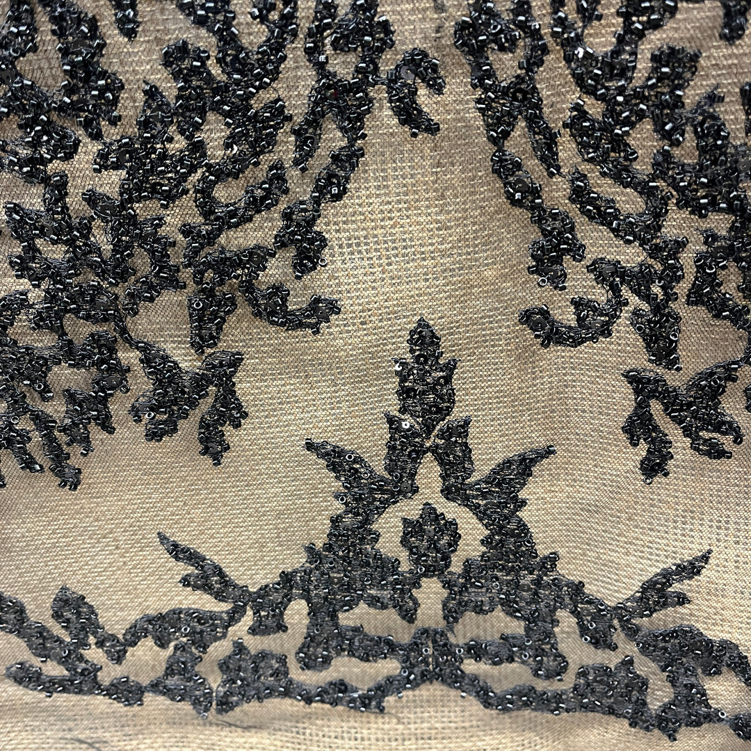 Beaded Lace Fabric Embroidered on 100% Polyester Net Mesh | Lace USA - GD-2915