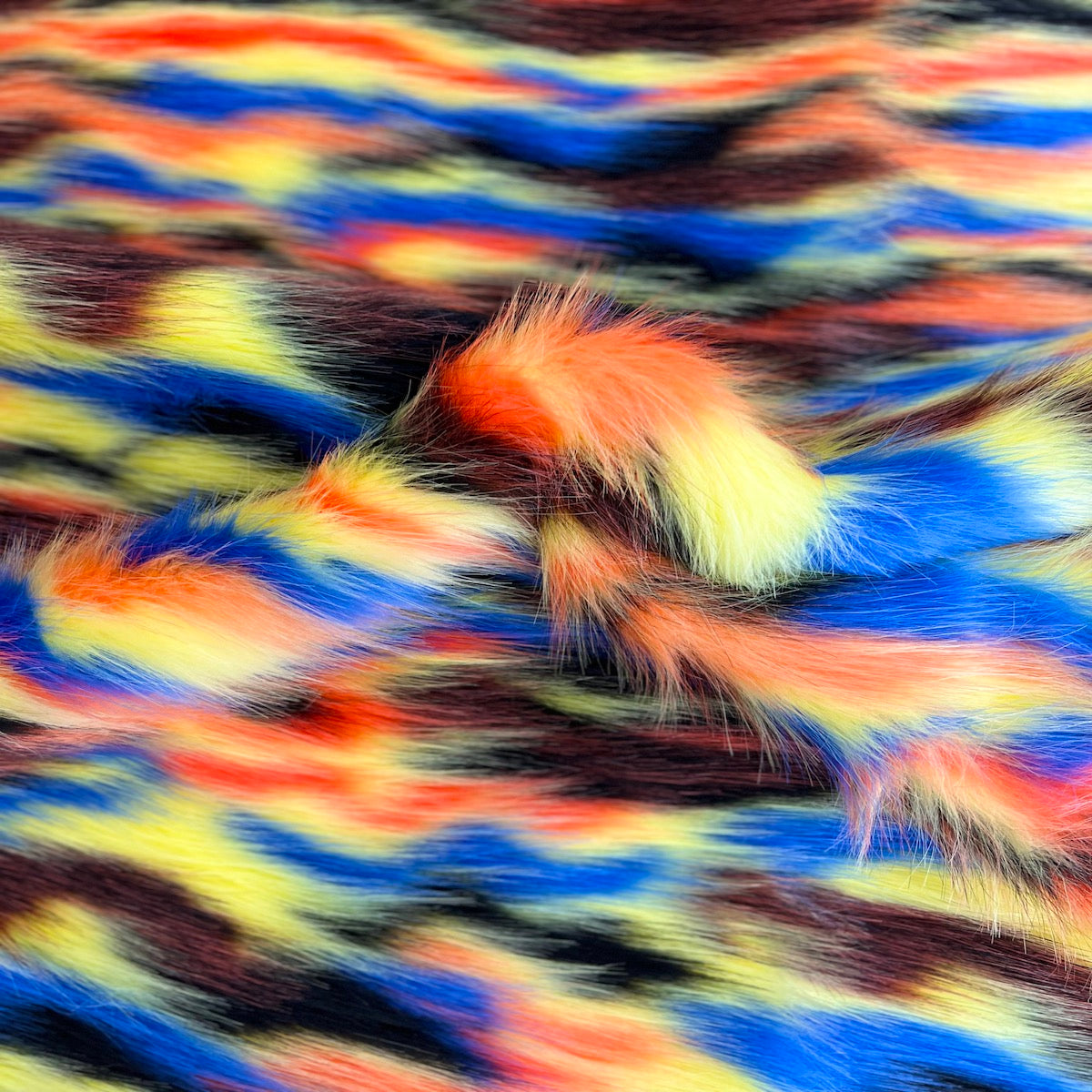 Black Multicolor Ysidro Long Pile Faux Fur Fabric