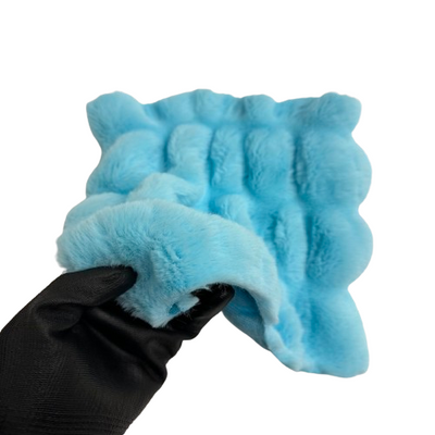 Aqua Blue Ruched Chinchilla Stretch Faux Fur Fabric