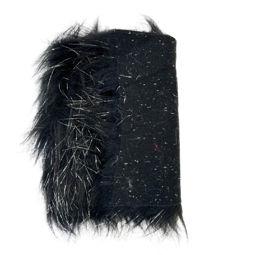 Black Tinsel Sparkle Glitter Long Pile Shaggy Faux Fur Fabric