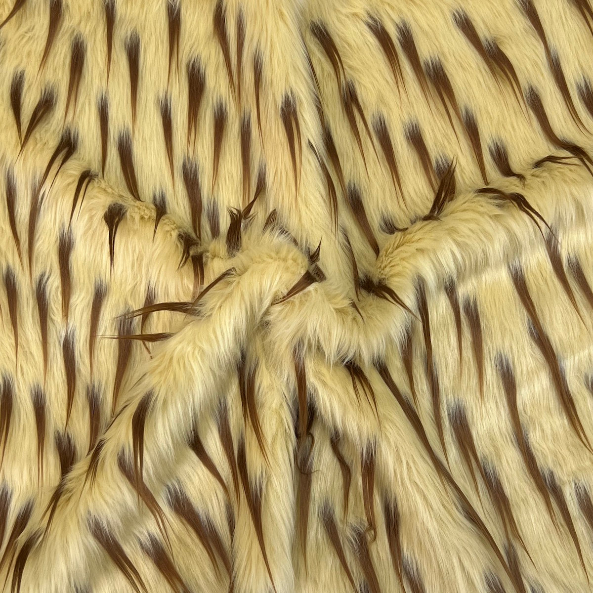 Beige | Light Brown Two Tone Spike Shaggy Faux Fur Fabric