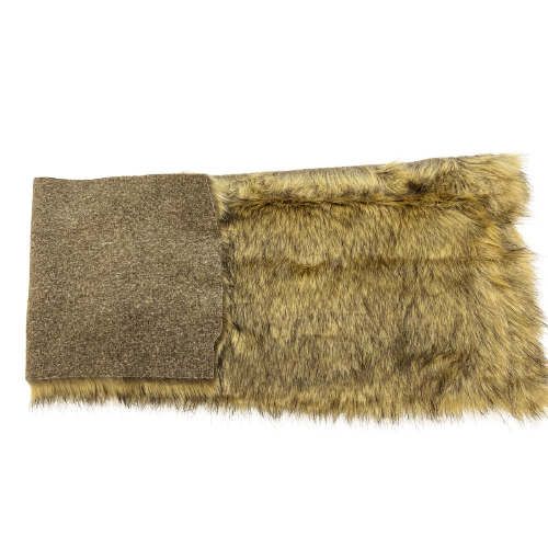 Beige Fox Print Multicolor Faux Fur Shag Fabric