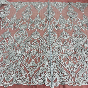 Corded Bridal Lace Fabric Embroidered on 100% Polyester Net Mesh | Lace USA