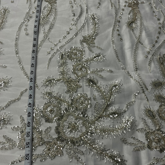 Beaded Lace Fabric Embroidered on 100% Polyester Net Mesh | Lace USA