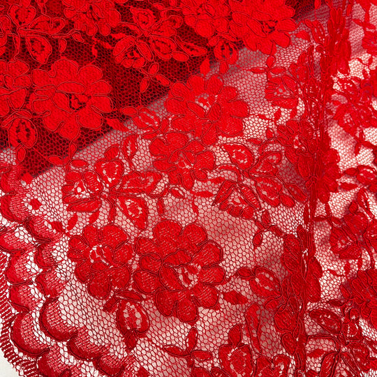 Corded Bridal Lace Fabric Embroidered on 100% Polyester Net Mesh | Lace USA