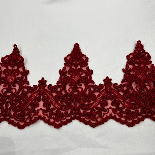 Corded Lace Trimming Embroidered on 100% Polyester Net Mesh | Lace USA