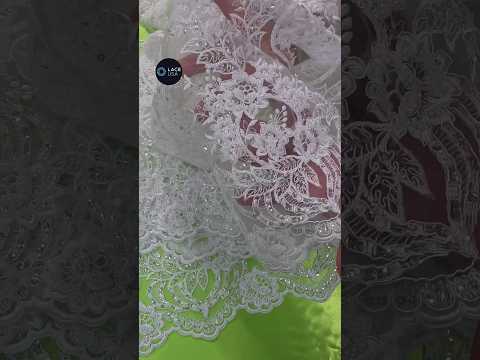 Beaded & Corded Bridal Lace Fabric Embroidered on 100% Polyester Net Mesh | Lace USA - GD-55619