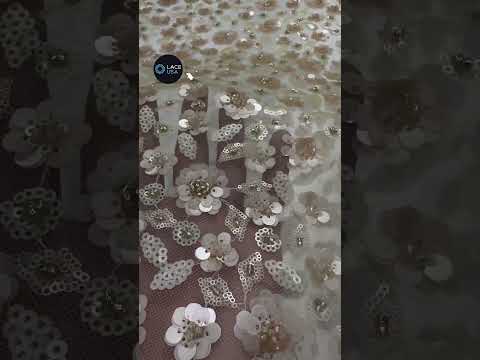 video for LaceUSA item GD-2193 Beaded Lace Fabric 54” Wide GD-2193, Available in 8 Colors