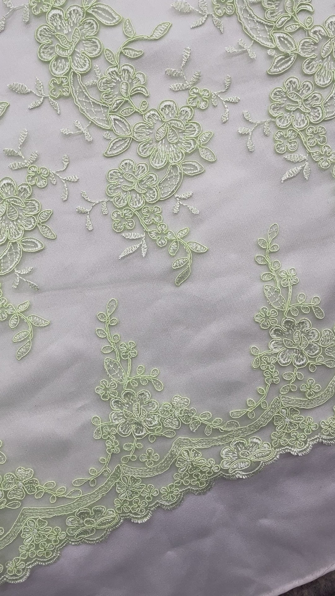 Corded Bridal Lace Fabric Embroidered on 100% Polyester Net Mesh | Lace USA