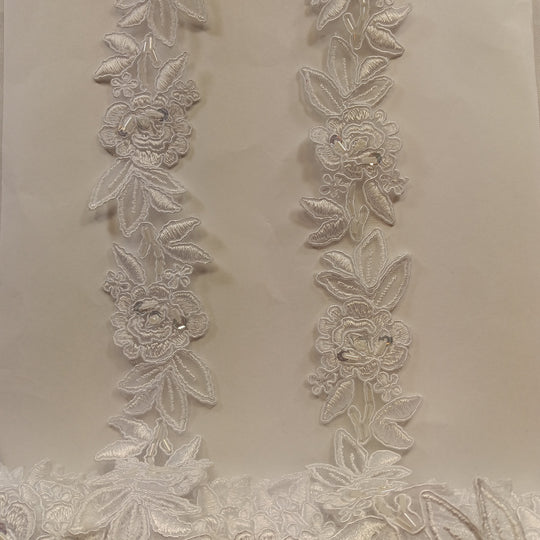 Beaded & Corded Lace Trimming Embroidered on 100% Polyester Organza or Net Mesh | Lace USA