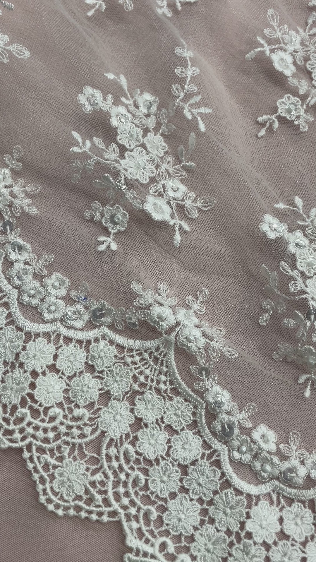 Beaded Lace Fabric Embroidered on 100% Polyester Net Mesh | Lace USA