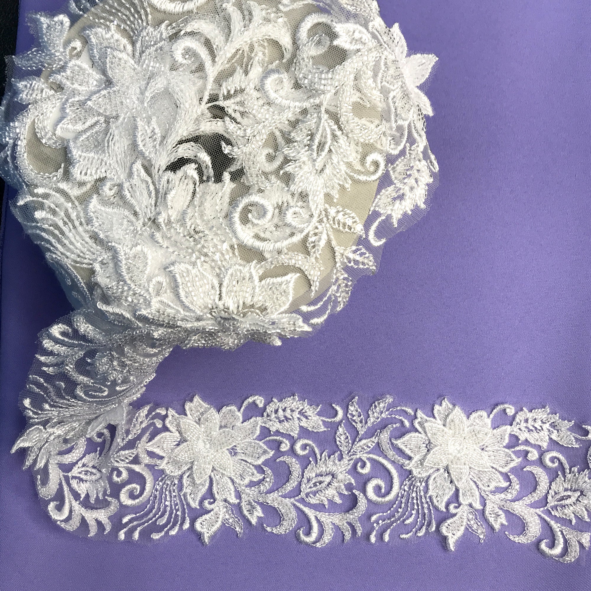 3D Floral Embroidered Trimming with Heavy Beading on Net Lace White Lace Usa