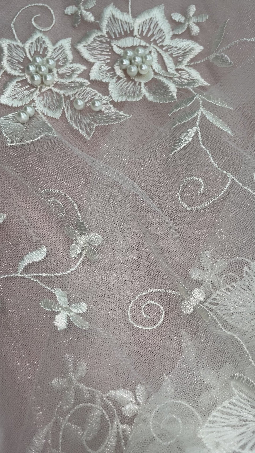 Beaded Lace Fabric Embroidered on 100% Polyester Net Mesh | Lace USA