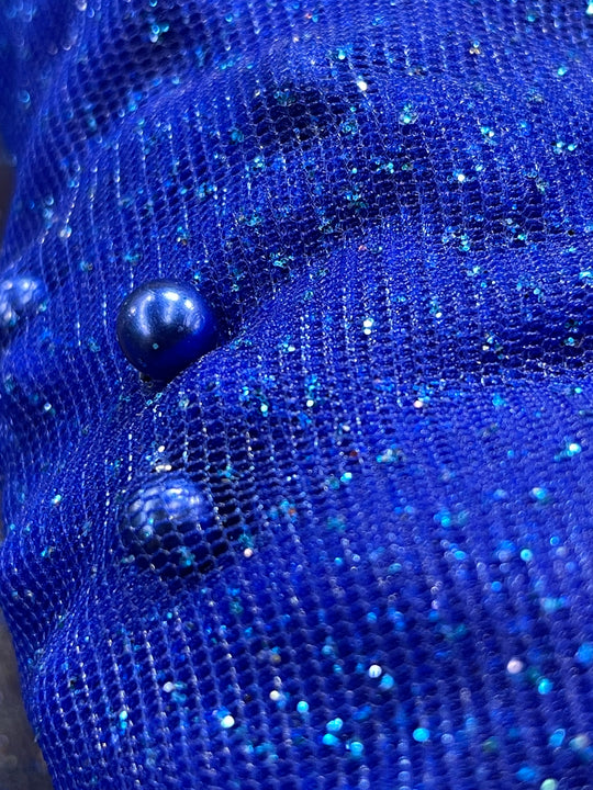 Glitter Mesh Net With Scattered Pearl , 2-Way Stretch, sold by the yard. 100% Polyester 60" wide. This mesh fabric is a 2-way stretch on the width. Pearls are scattered across the mesh.  Sold by the yard, 1-quantity equals to 1-yard.  If you order more than 1-yard, it will be ship in one continuous length.    Lace Usa