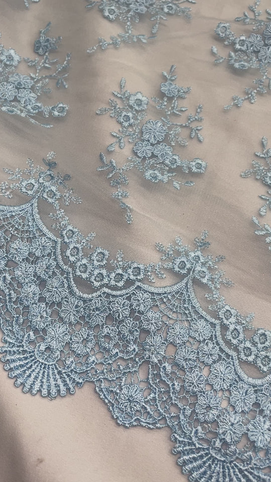 Lace Fabric Embroidered on 100% Polyester Net Mesh | Lace USA