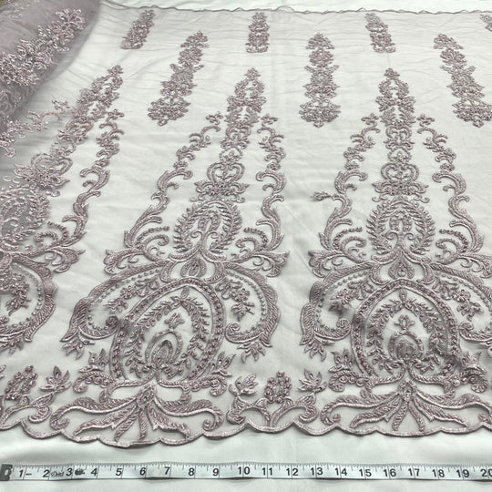 Beaded Lace Fabric Embroidered on 100% Polyester Net Mesh | Lace USA