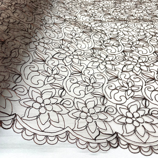 Corded Bridal Lace Fabric Embroidered on 100% Polyester Net Mesh | Lace USA