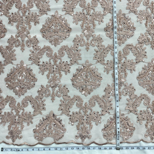 Beaded Lace Fabric Embroidered on 100% Polyester Net Mesh | Lace USA