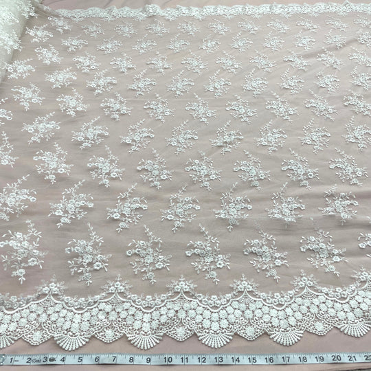 Beaded Lace Fabric Embroidered on 100% Polyester Net Mesh | Lace USA