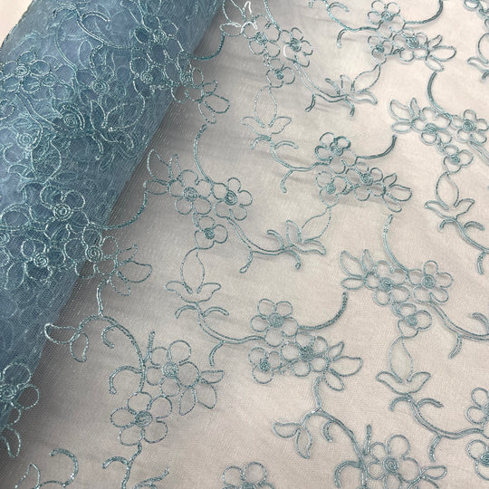 Corded Bridal Lace Fabric Embroidered on 100% Polyester Net Mesh | Lace USA