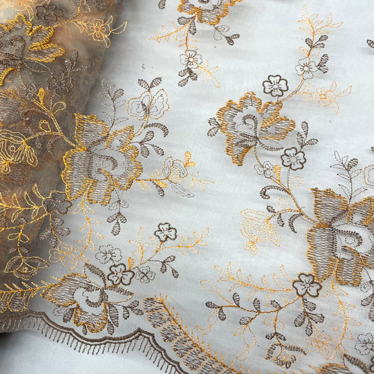 Lace Fabric Embroidered on 100% Polyester Net Mesh | Lace USA - 42092W